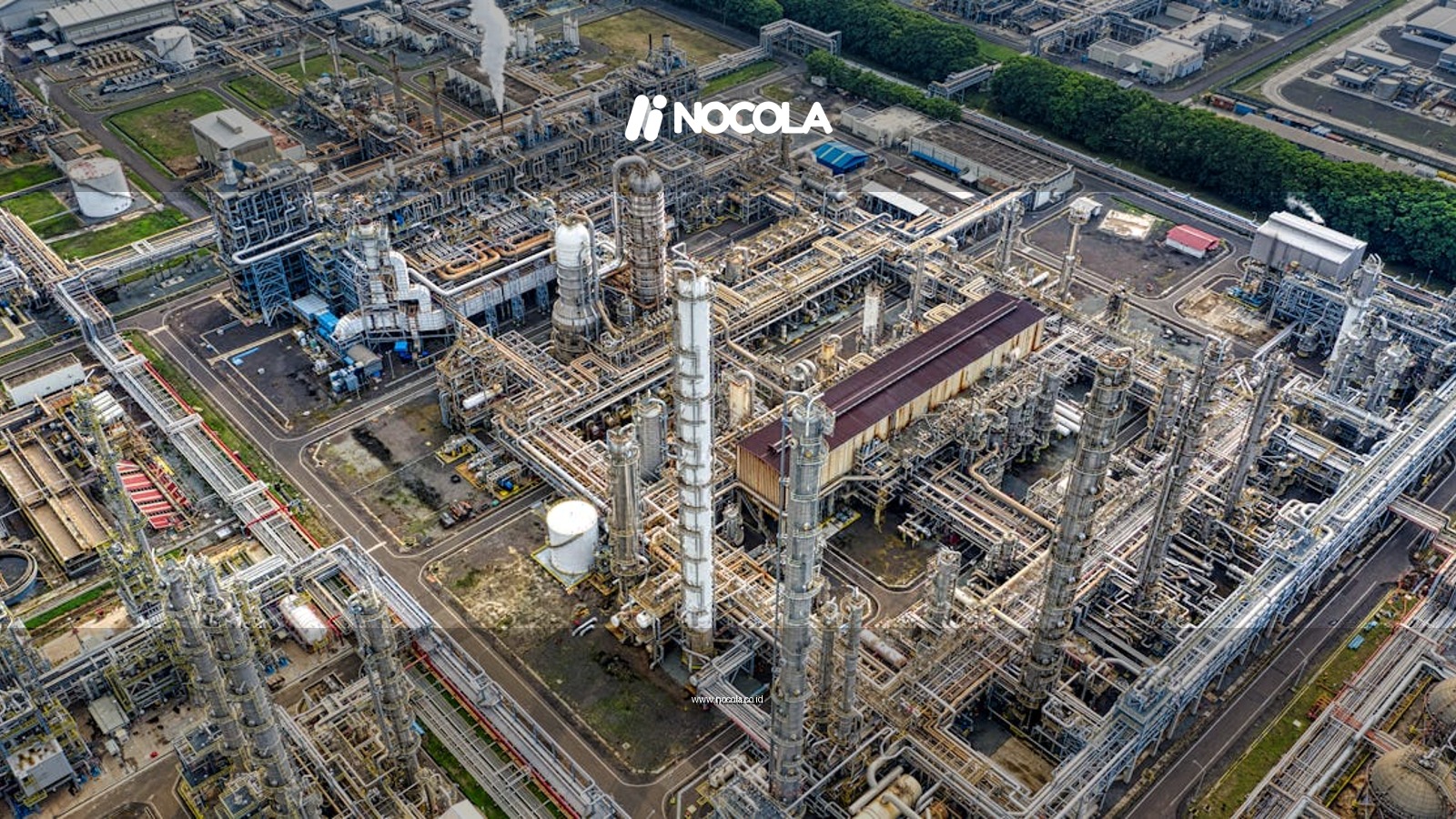 High-resolution aerial view of a large industrial complex in Banten, Indonesia showcasing intricate infrastructure.