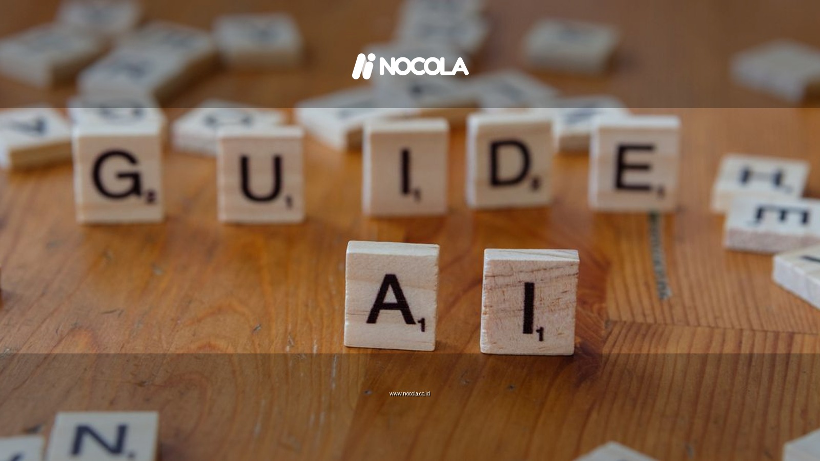 Scrabble letters spelling 'GUIDE' and 'AI' on a wooden surface, suggesting direction and technology.
